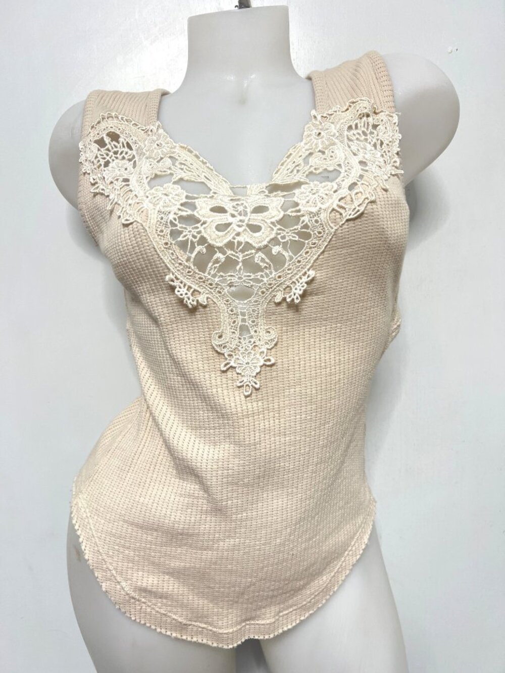 Free People New Romantics Lace Open Back Tank Top Sleeveless Blouse Size L